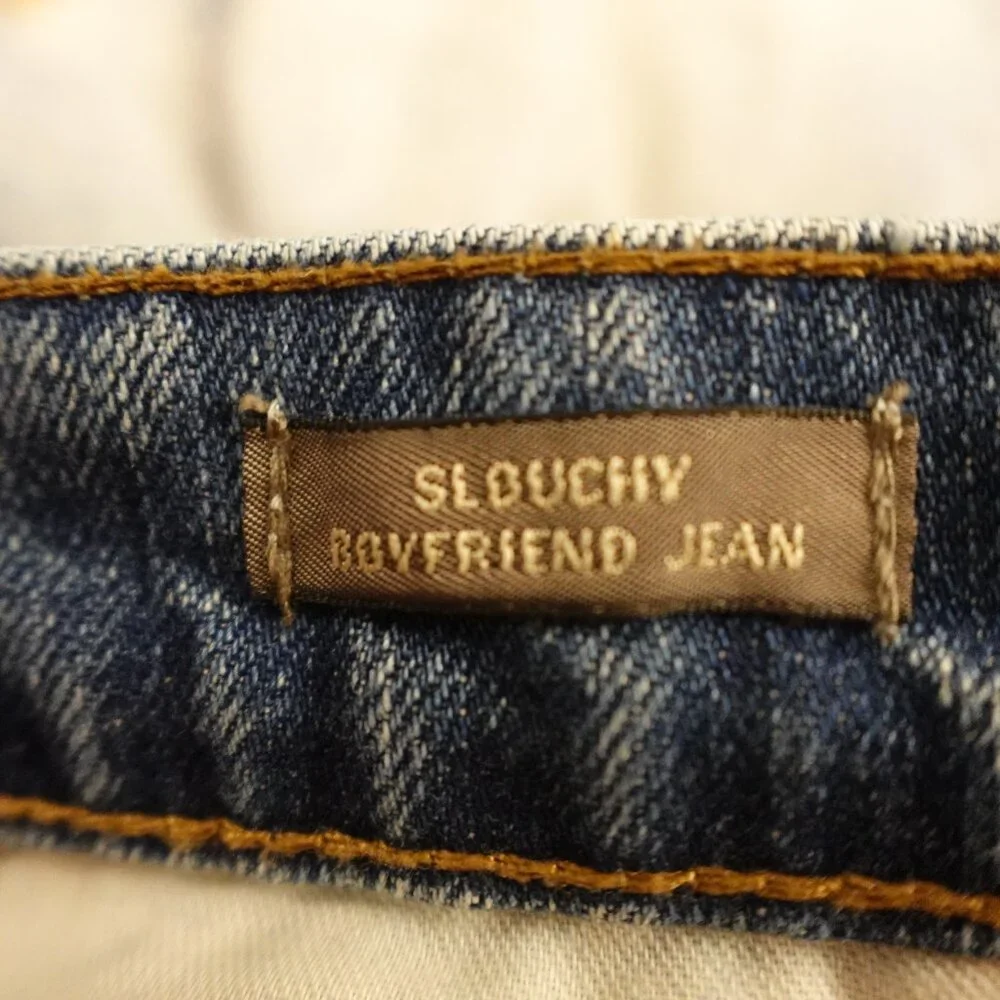 Point Sur Slouchy Boyfriend Jeans Size 27 Button Fly Distressed Light Wash Denim